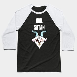 Hail Satan in White Baseball T-Shirt